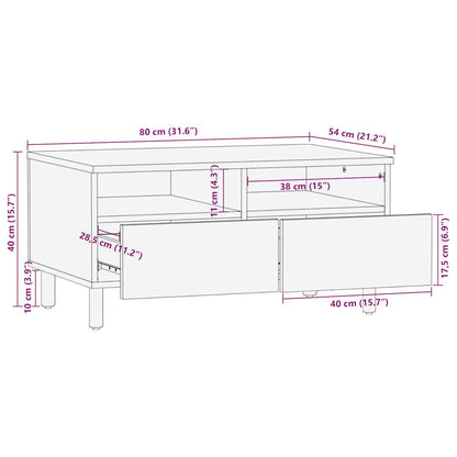 Tavolino da Salotto Nero 80x54x40cm Legno Massello Mango Grezzo | homemem39