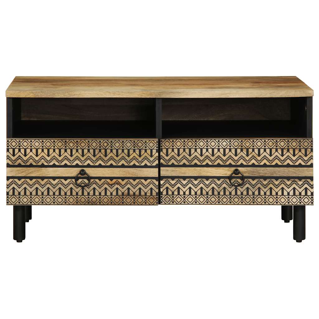 Tavolino da Salotto Nero 80x54x40cm Legno Massello Mango Grezzo | homemem39