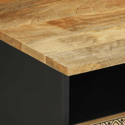Tavolino da Salotto Nero 80x54x40cm Legno Massello Mango Grezzo | homemem39