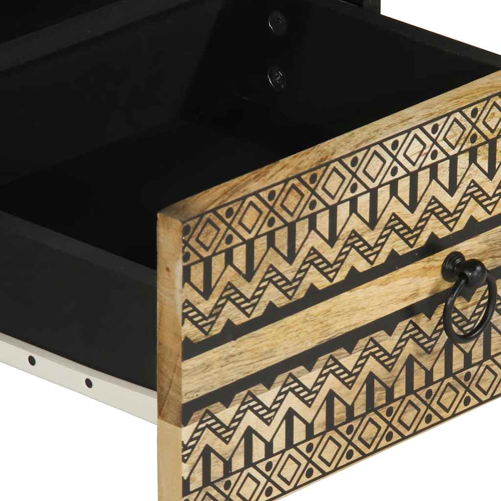 Tavolino da Salotto Nero 80x54x40cm Legno Massello Mango Grezzo | homemem39