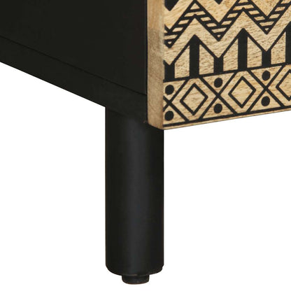 Tavolino da Salotto Nero 80x54x40cm Legno Massello Mango Grezzo | homemem39