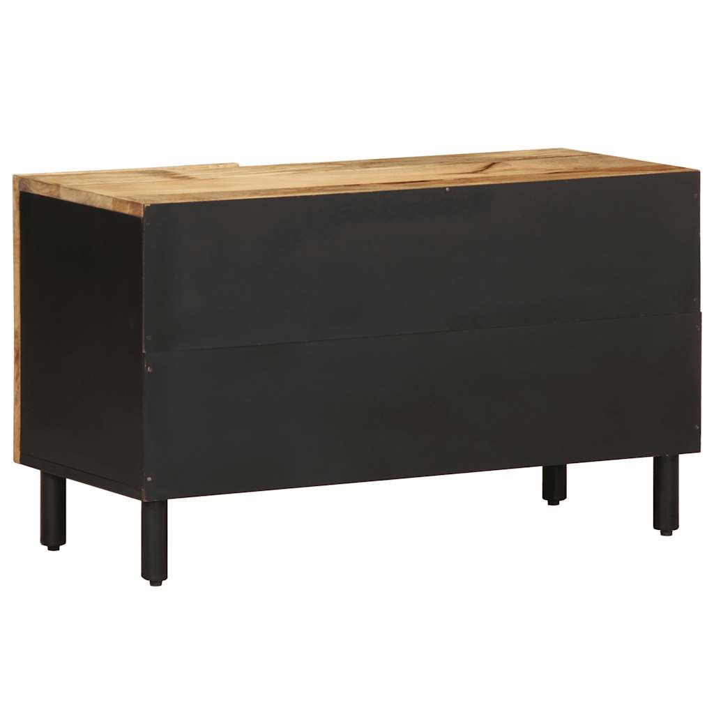 Mobile Porta TV Nero 80x33,5x46 cm Legno Massello Mango Grezzo - homemem39