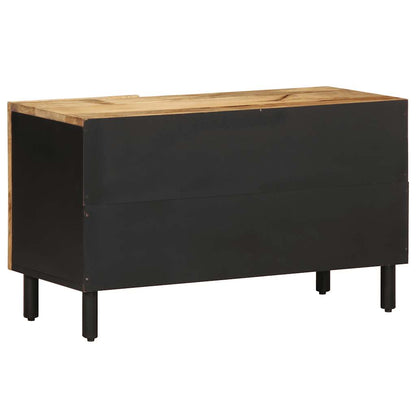 Mobile Porta TV Nero 80x33,5x46 cm Legno Massello Mango Grezzo - homemem39