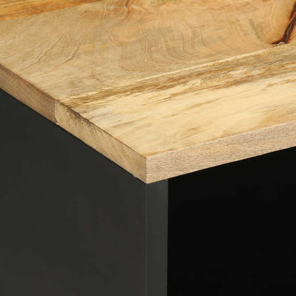 Mobile Porta TV Nero 80x33,5x46 cm Legno Massello Mango Grezzo - homemem39