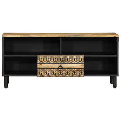 Mobile Porta TV Nero 100x33,5x46 cm Legno Massello Mango Grezzo - homemem39