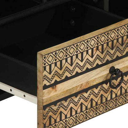 Mobile Porta TV Nero 100x33,5x46 cm Legno Massello Mango Grezzo - homemem39