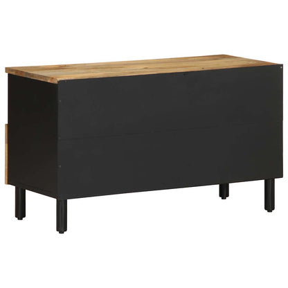Mobile Porta TV Nero 80x33,5x46 cm Legno Massello Mango Grezzo - homemem39
