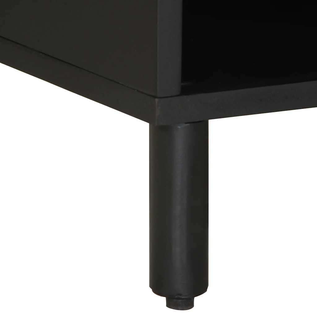 Mobile Porta TV Nero 80x33,5x46 cm Legno Massello Mango Grezzo - homemem39