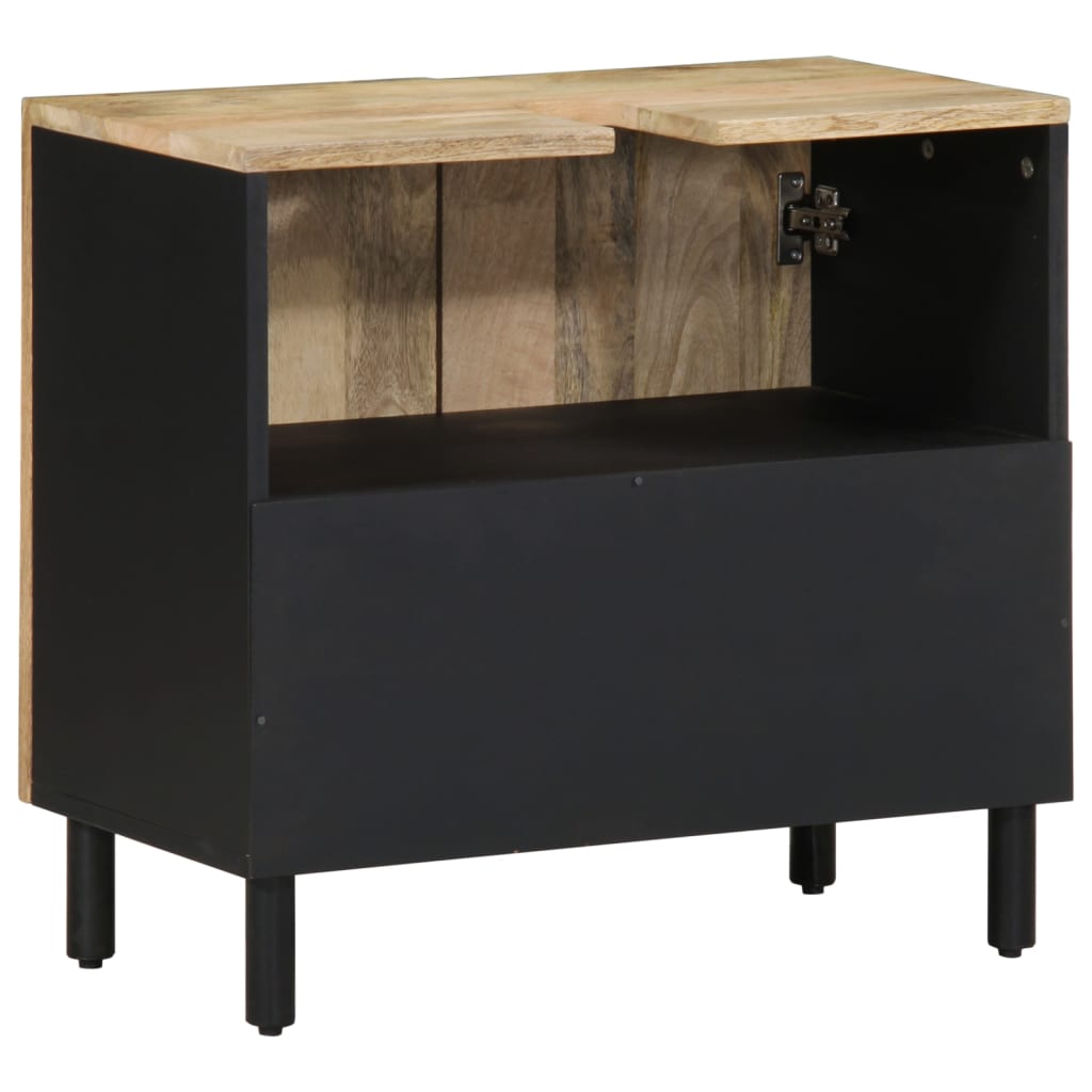 Mobile Lavabo da Bagno Nero 62x33x58 cm Legno Massello di Mango