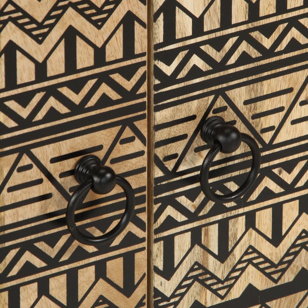 Mobile Lavabo da Bagno Nero 62x33x58 cm Legno Massello di Mango