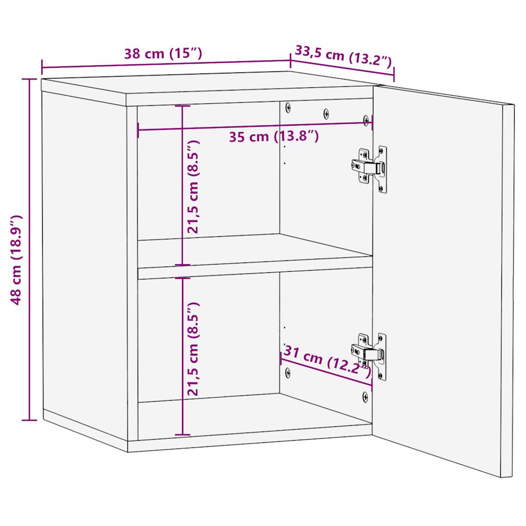 Mobile Pensile da Bagno Nero 38x33,5x48 cm Legno Massello Mango | homemem39