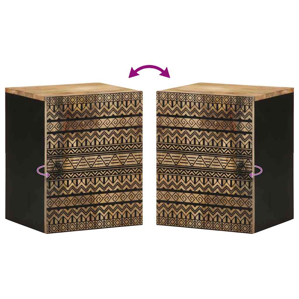 Mobile Pensile da Bagno Nero 38x33,5x48 cm Legno Massello Mango | homemem39