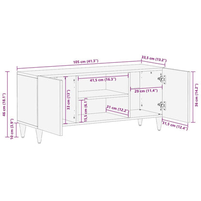 Mobile Porta TV 105x33,5x46 cm in Legno Massello di Mango - homemem39