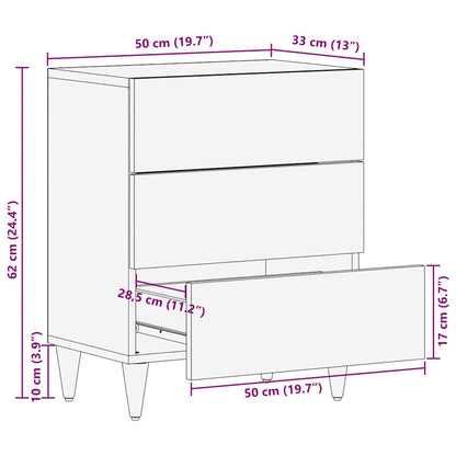 Comodino 50x33x60 cm in Legno Massello di Mango