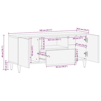 Mobile Porta TV 105x33,5x46 cm in Legno Massello di Mango - homemem39
