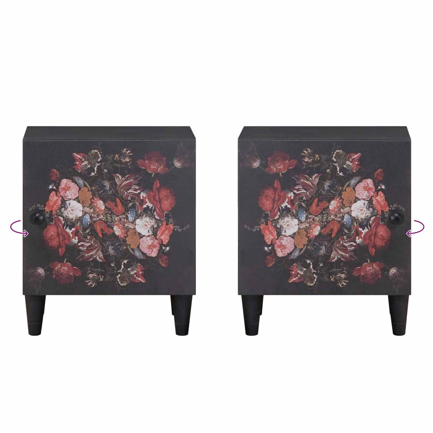 Comodino con porta Nero 40 x 33 x 46 cm Legno di mango massello | homemem39