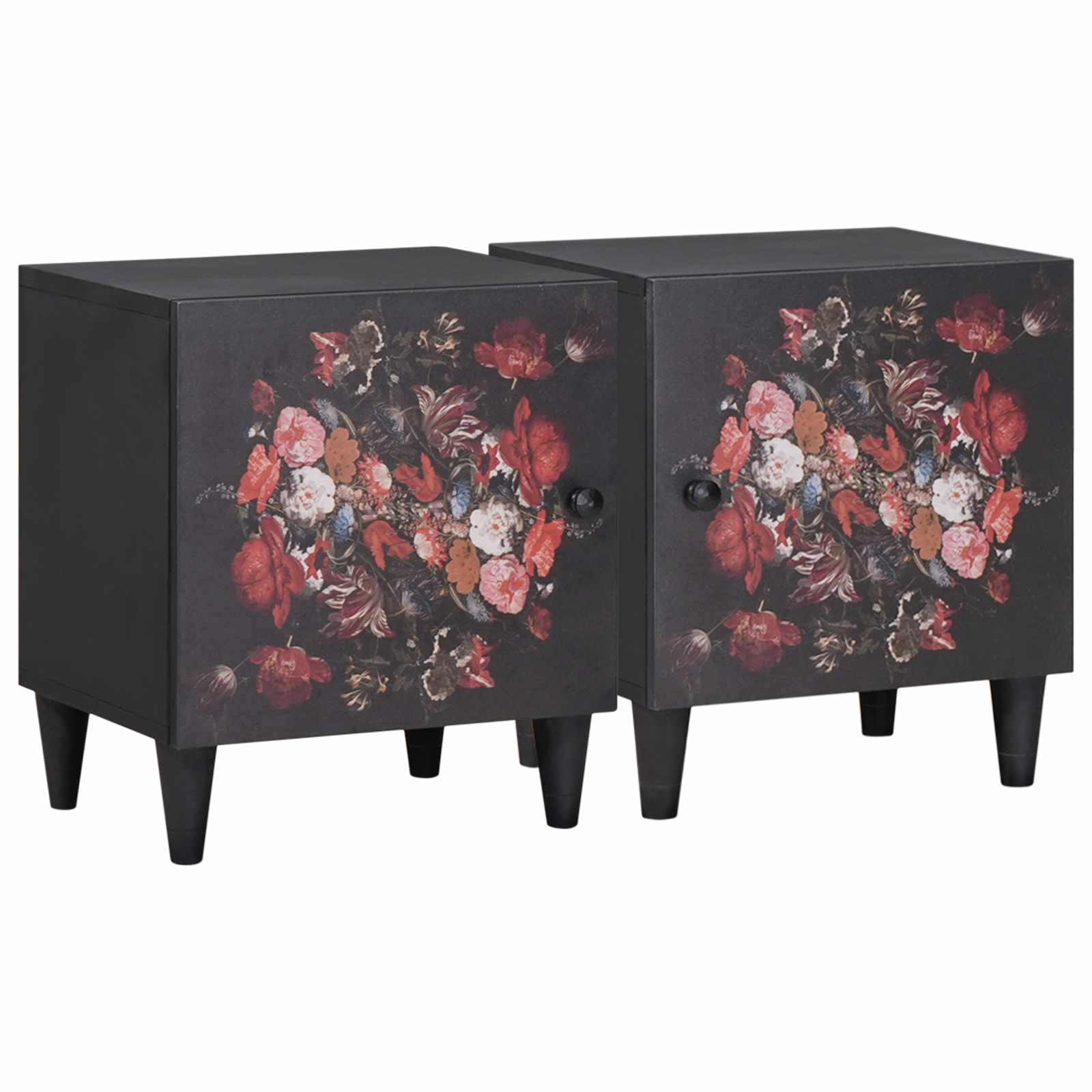 Comodino con porta 2 pcs Nero 40 x 33 x 46 cm | homemem39