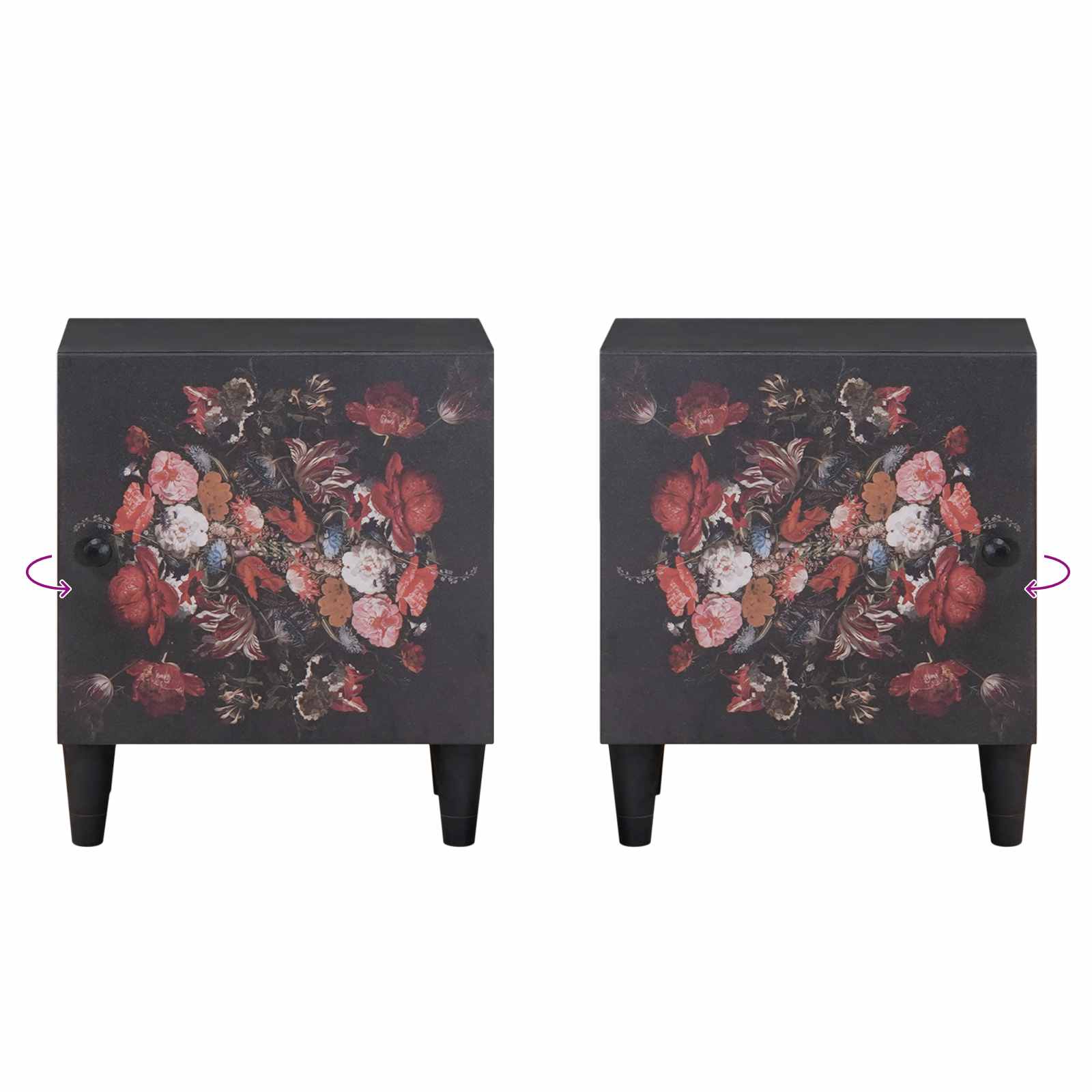 Comodino con porta 2 pcs Nero 40 x 33 x 46 cm | homemem39