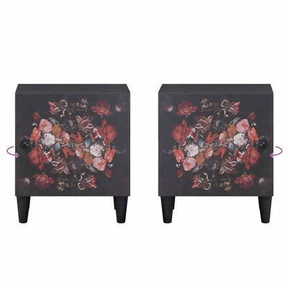Comodino con porta 2 pcs Nero 40 x 33 x 46 cm | homemem39