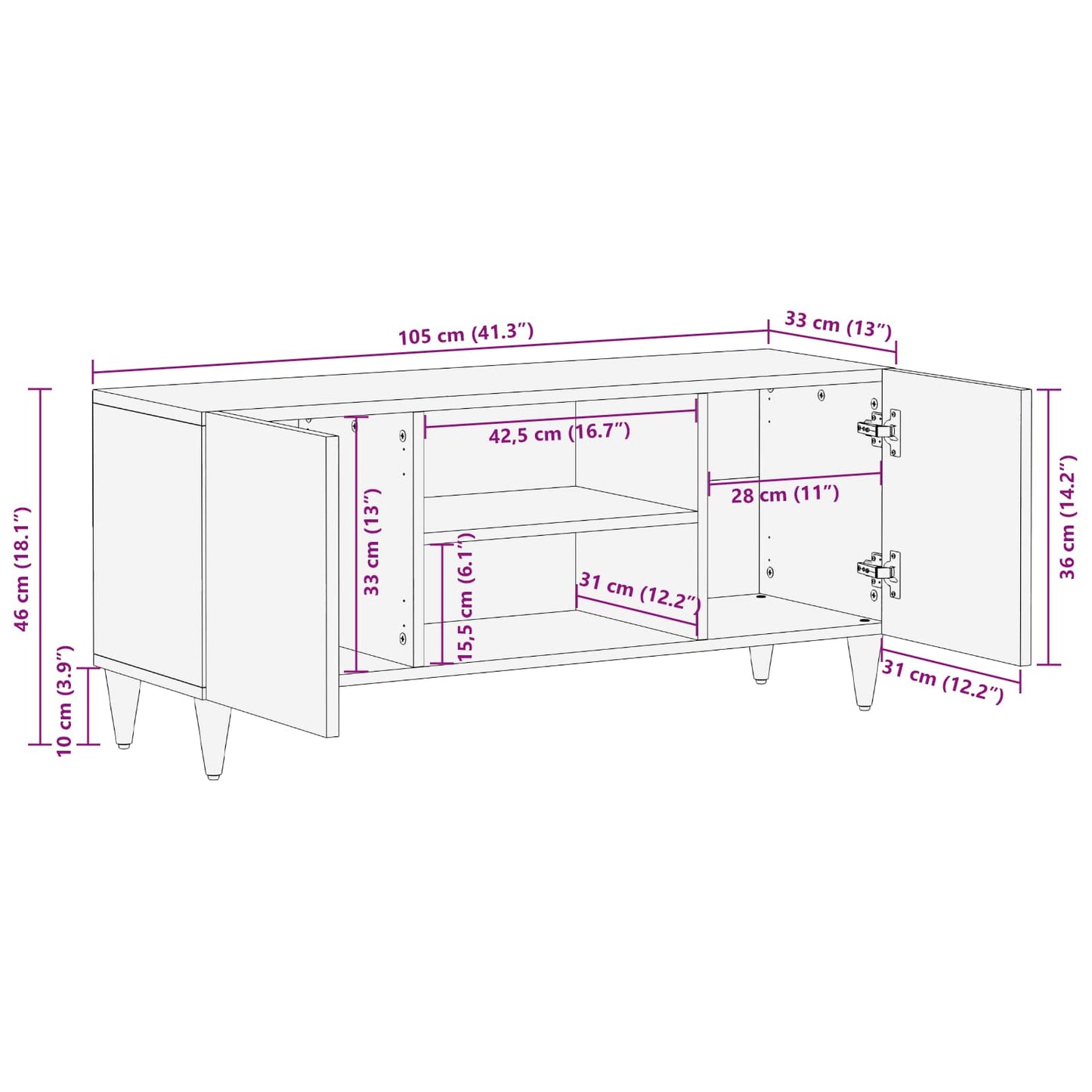 Armadi di Stoccaggio con porta Multicolore 105 x 33,5 x 46 cm | homemem39