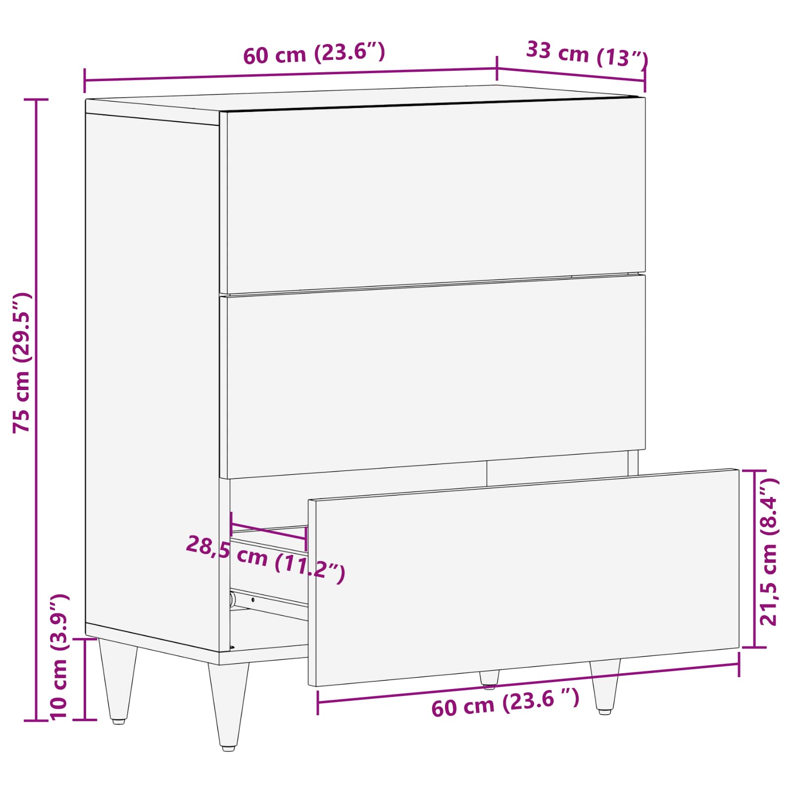 Armadi di Stoccaggio Multicolore 60 x 33,5 x 75 cm | homemem39