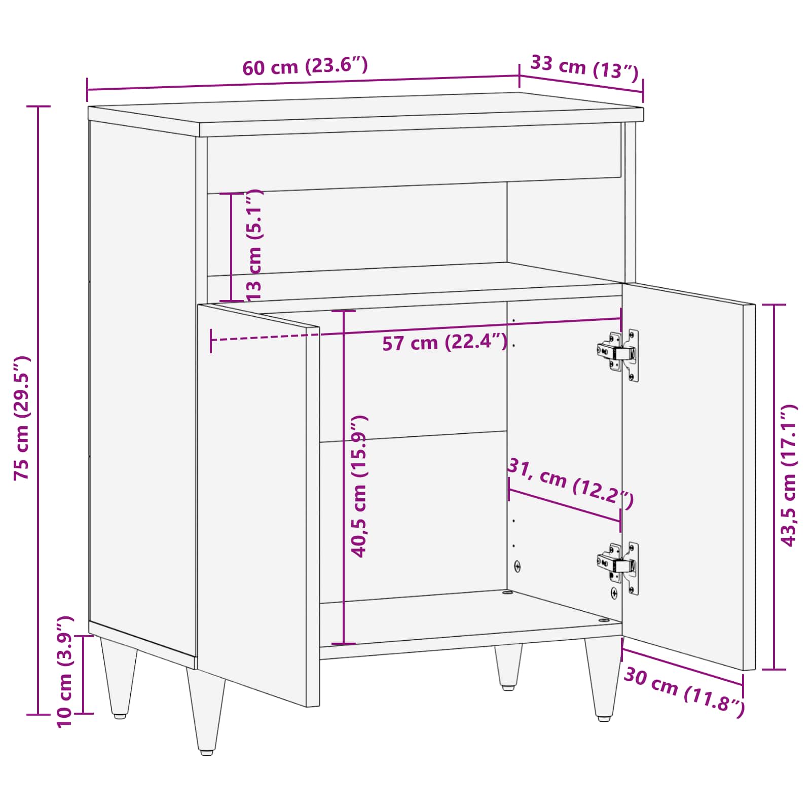 Armadi di Stoccaggio con porta Multicolore 60 x 33,5 x 75 cm | homemem39