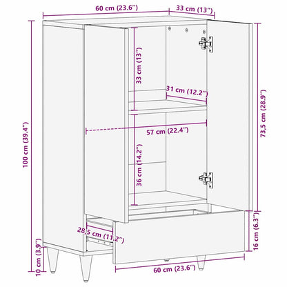 Credenza Marrone 60 x 33.5 x 100 cm Legno massello di mango