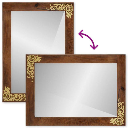 Specchio da bagno con specchio Marrone miele 70 x 50 x 2,5 cm | homemem39