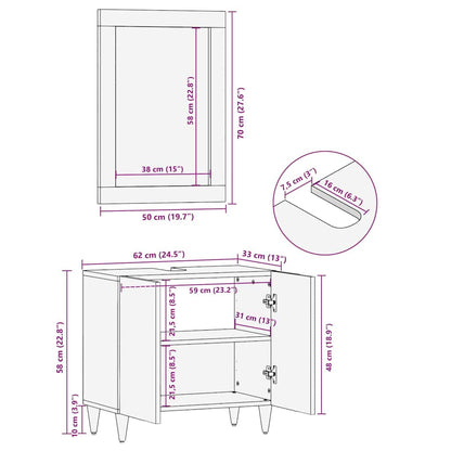 Specchio da bagno con specchio Marrone miele 70 x 50 x 2,5 cm | homemem39