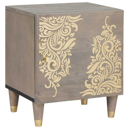 Armadio da Notte Grigio 40 x 33 x 46 cm legno massello di mango