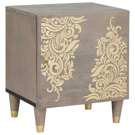 Armadio da Notte Grigio 40 x 33 x 46 cm legno massello di mango