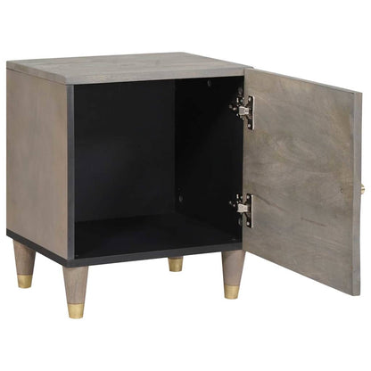Armadio da Notte Grigio 40 x 33 x 46 cm legno massello di mango