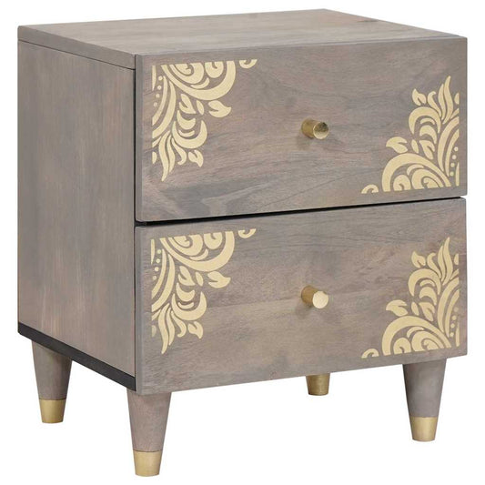 Armadio da Notte Grigio 40 x 33 x 46 cm legno massello di mango
