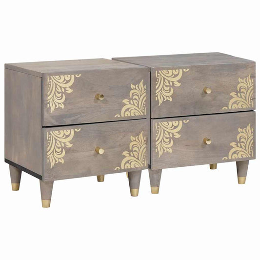 Armadio da Notte con cassetto 2 pcs Grigio 40 x 33 x 46 cm