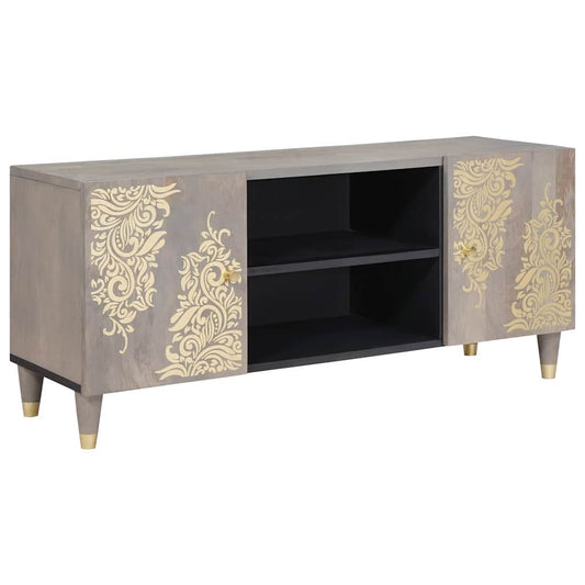 Mobile TV con lo scaffale Grigio e Oro 105 x 33.5 x 46 cm