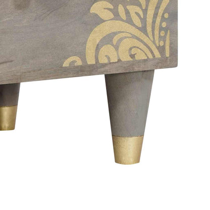 Mobile TV con lo scaffale Grigio e Oro Legno massello di mango