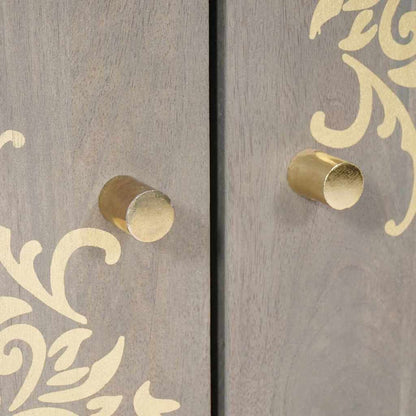 Credenza Grigio e Oro 60 x 33.5 x 75 cm Legno massello di mango