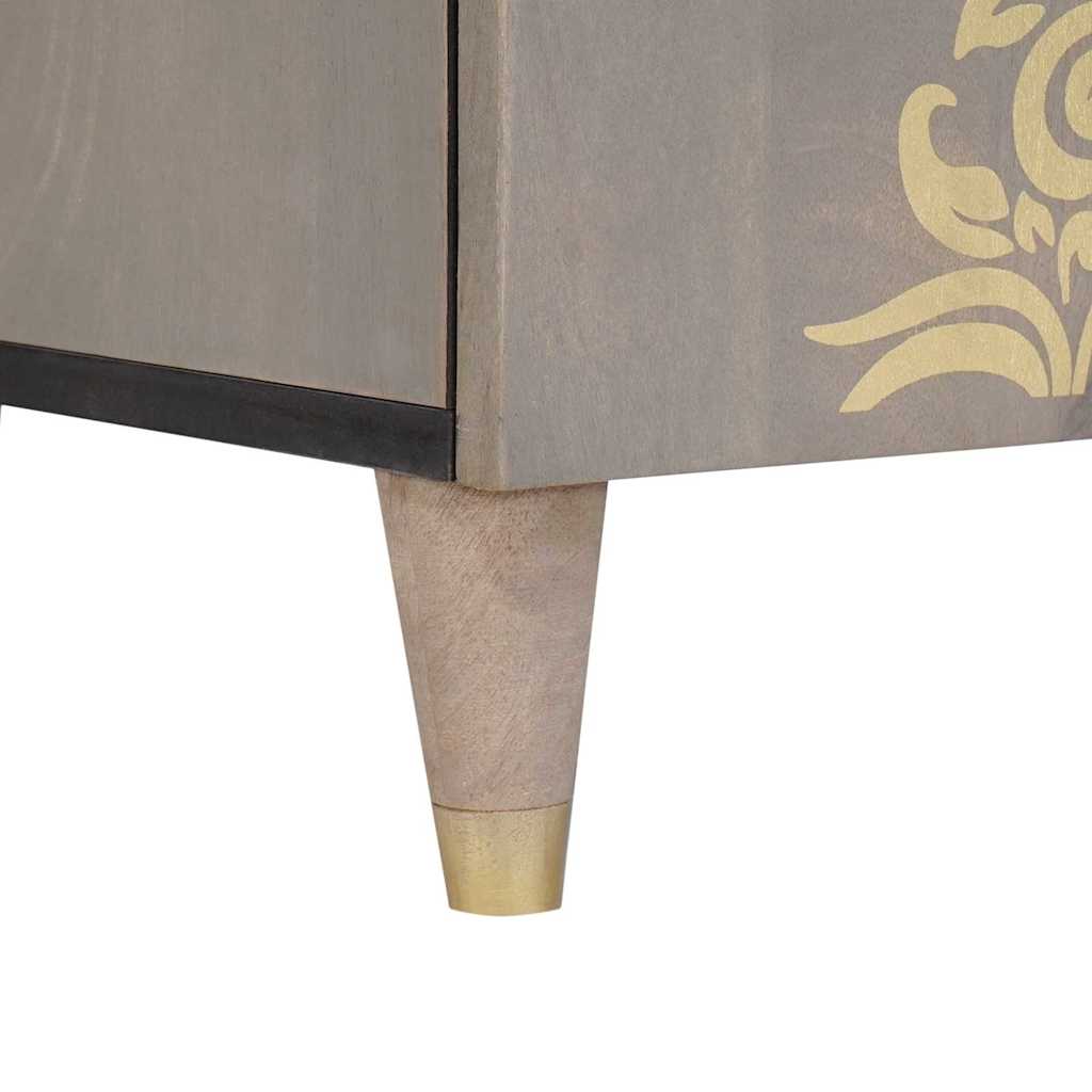 Credenza Grigio e Oro 60 x 33.5 x 75 cm Legno massello di mango
