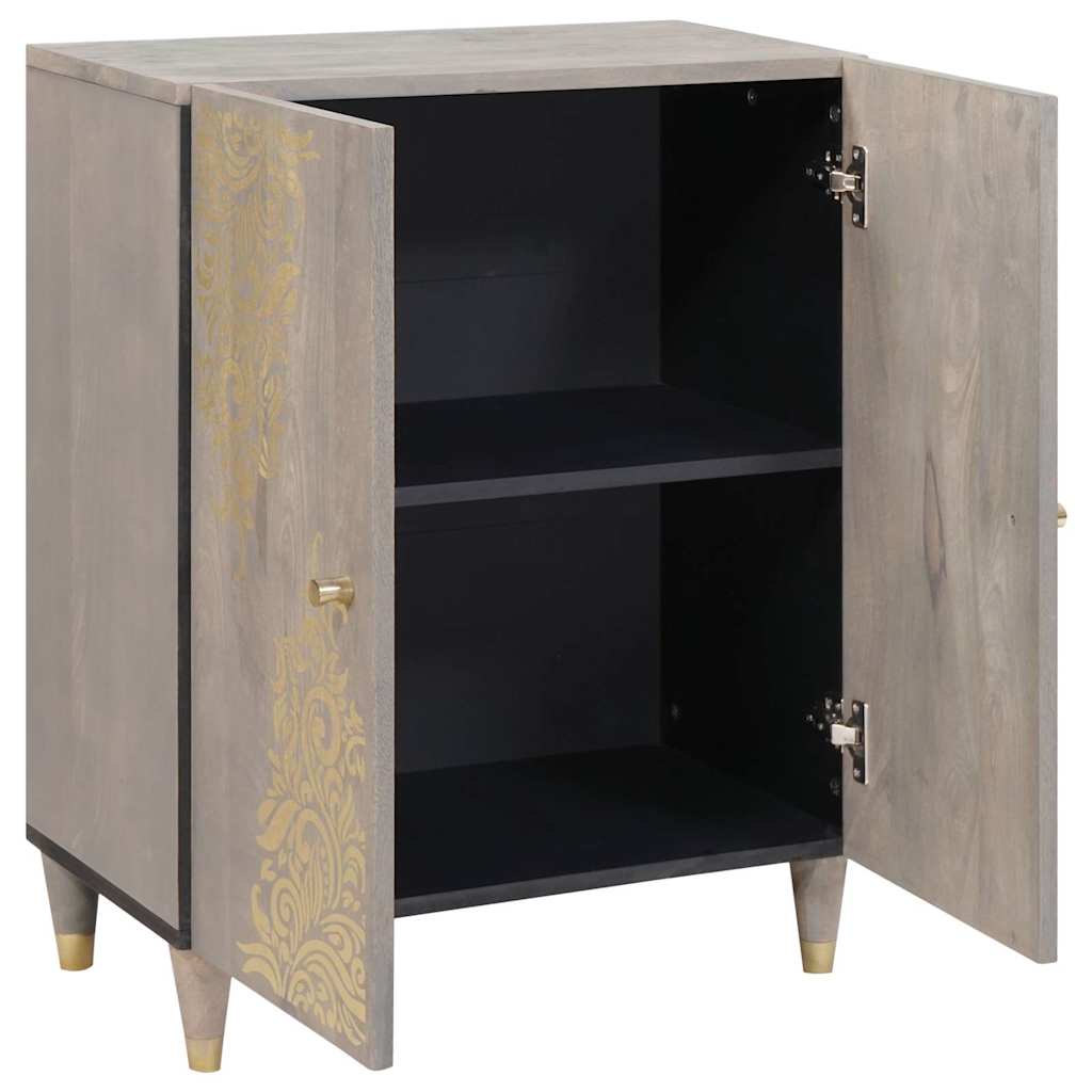 Credenza Grigio e Oro 60 x 33.5 x 75 cm Legno massello di mango