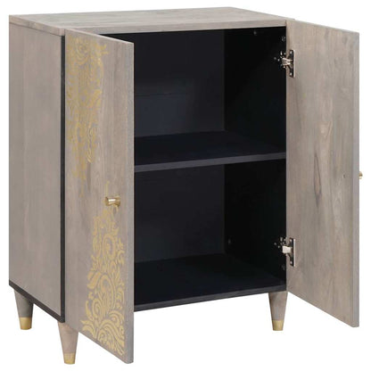 Credenza Grigio e Oro 60 x 33.5 x 75 cm Legno massello di mango