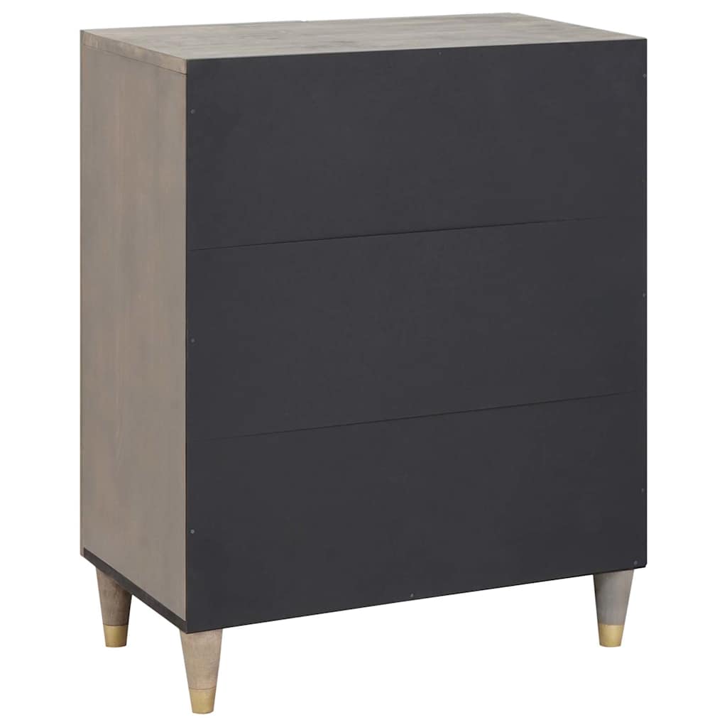 Credenza Grigio e Oro 60 x 33.5 x 75 cm Legno massello di mango