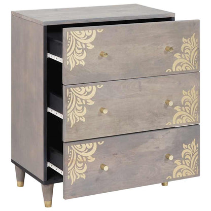 Credenza Grigio e Oro 60 x 33 x 75 cm Legno di mango massello | homemem39