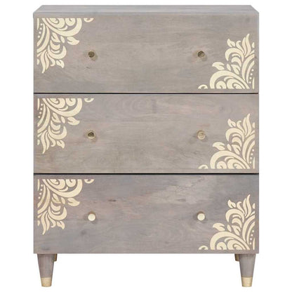 Credenza Grigio e Oro 60 x 33 x 75 cm Legno di mango massello | homemem39