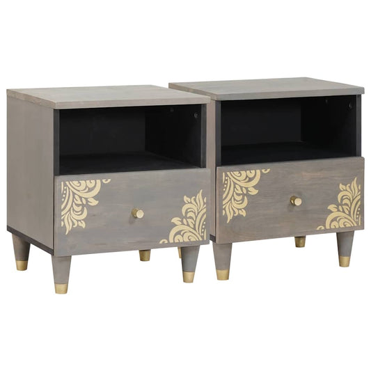 Armadio da Notte con cassetto 2 pcs Grigio 40 x 33 x 46 cm