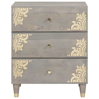 Armadio da Notte Grigio 50 x 33 x 62 cm legno massello di mango