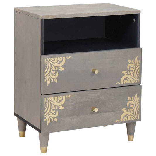 Armadio da Notte Grigio 50 x 33 x 62 cm legno massello di mango