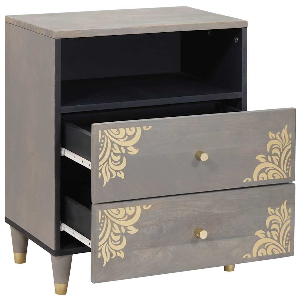 Armadio da Notte Grigio 50 x 33 x 62 cm legno massello di mango