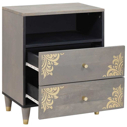 Armadio da Notte Grigio 50 x 33 x 62 cm legno massello di mango
