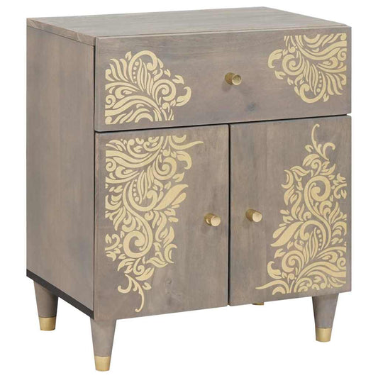 Armadio da Notte Grigio 50 x 33 x 60 cm legno massello di mango