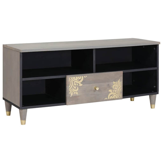 Mobile TV con cassetto Grigio e Oro 100 x 33.5 x 46 cm